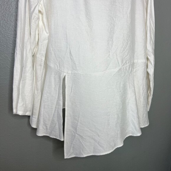 Niche Nilgun Derman Asymmetrical Lightweight Top Size L White Flowy Shirt - Picture 4 of 7